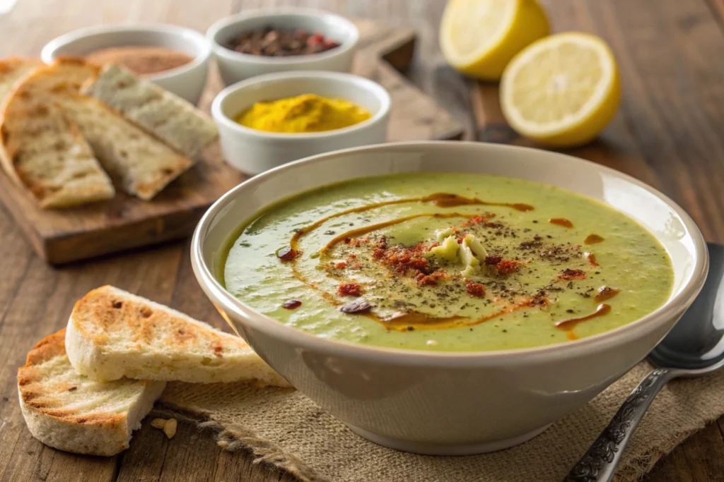 a bowl of creamy moroccan bissara soup golden gr 1 1 www.moroccaneats.com