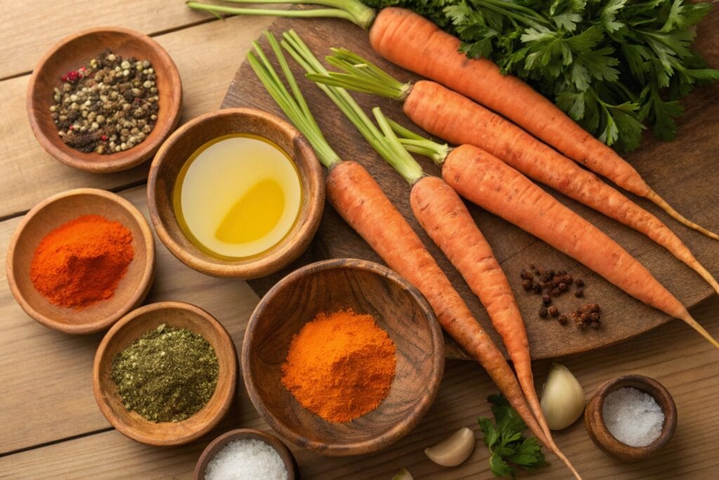 Authentic Moroccan Spiced Carrots Recipe: A Flavorful Side Dish to Elevate Your Meals 3 Carrots, olive oil, garlic, ground cumin, paprika, cinnamon, lemon juice, fresh parsley.