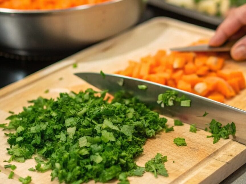 Authentic Moroccan Spiced Carrots Recipe: A Flavorful Side Dish to Elevate Your Meals 5 finely chopped the cilantro and parsley with human 1 edited 1 www.moroccaneats.com